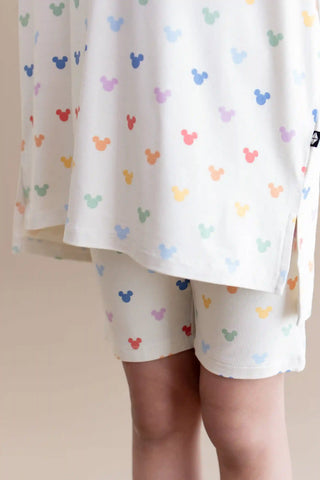Toddler Biker Short Set in Pastel Mickey Mouse