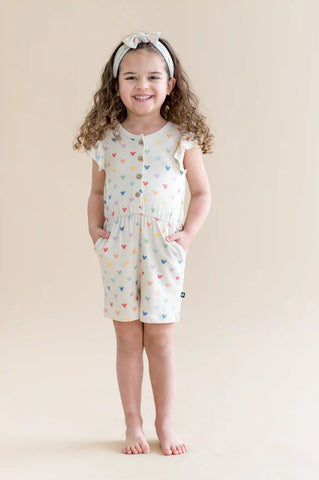 Flutter Sleeve Romper in Pastel Mickey Mouse