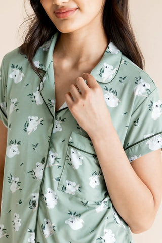 Women's Short Sleeve Pajama Set in Koala