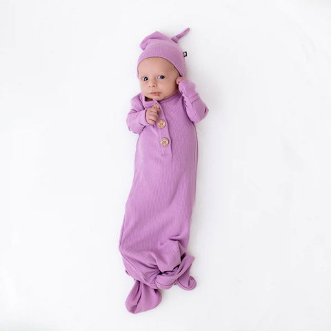 Ribbed Knotted Gown with Hat Set in Poi