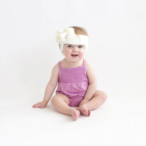 Smocked Bubble Romper in Poi