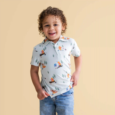 Toddler Short Sleeve Polo in Winnie the Pooh Hundred Acre Wood