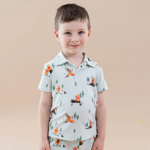 Toddler Short Sleeve Polo in Winnie the Pooh Hundred Acre Wood