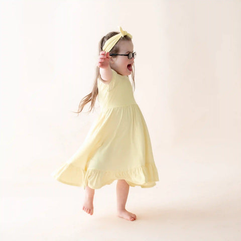 Puff Sleeve Twirl Dress in Chamomile
