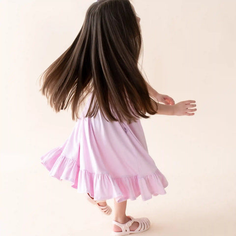 Puff Sleeve Twirl Dress in Thistle