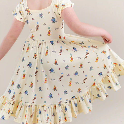 Puff Sleeve Twirl Dress in Winnie the Pooh Celebration