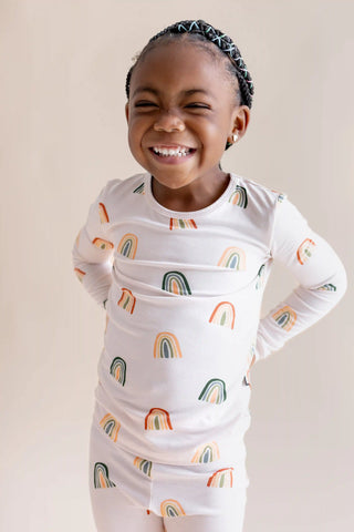 Long Sleeve Pajamas in Retro Rainbow
