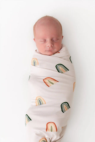 Swaddle Blanket in Retro Rainbow