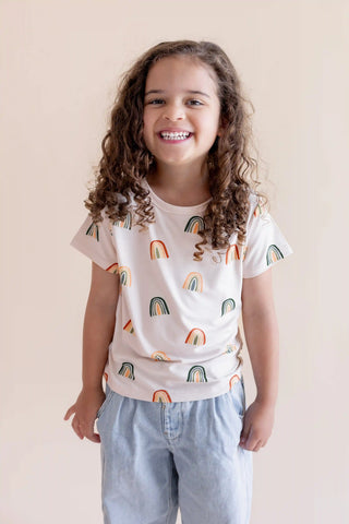 Toddler Basic Tee in Retro Rainbow
