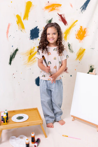 Toddler Basic Tee in Retro Rainbow