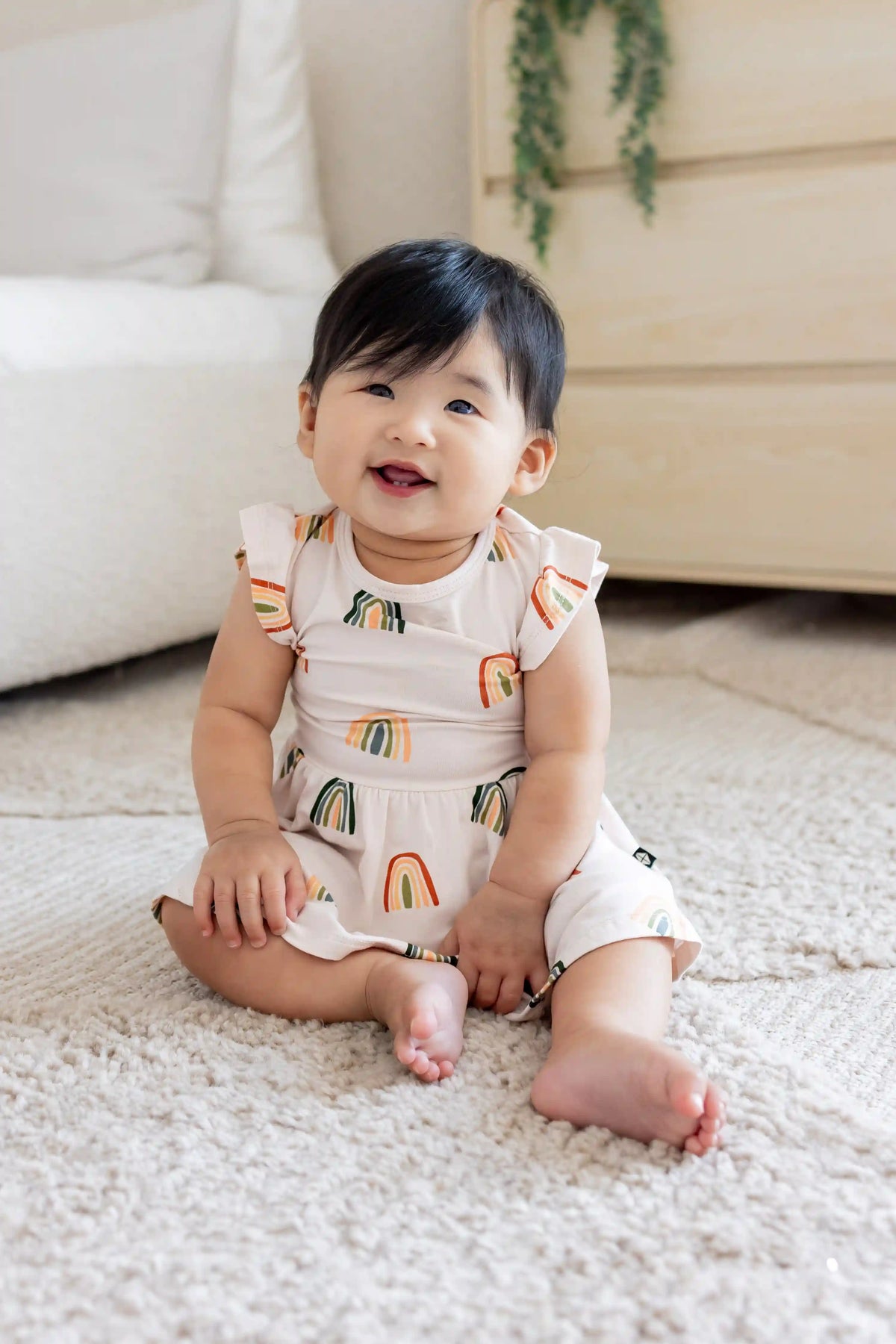 Twirl Bodysuit Dress in Retro Rainbow