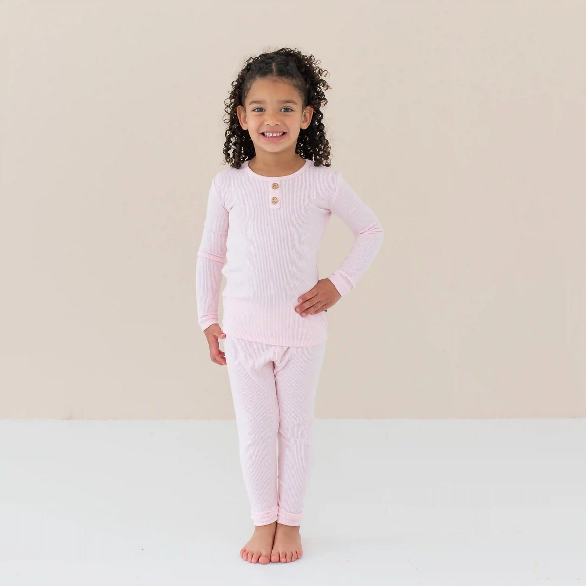 Ribbed Henley Set in Sakura