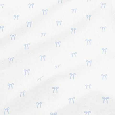 Pointelle Zippered Footie in Sweet Blue Bow