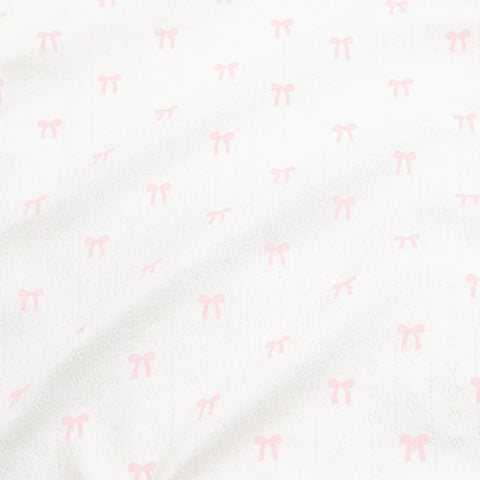 Pointelle Short Sleeve Set in Sweet Pink Bow