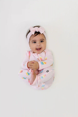 Zippered Romper in Sakura Ice Cream