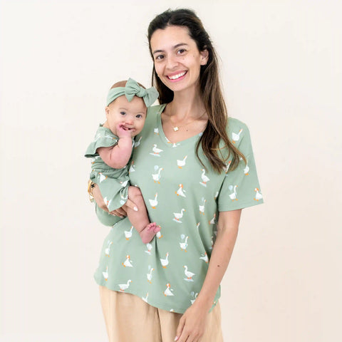 Women's Oversized V-Neck Tee in Silly Goose