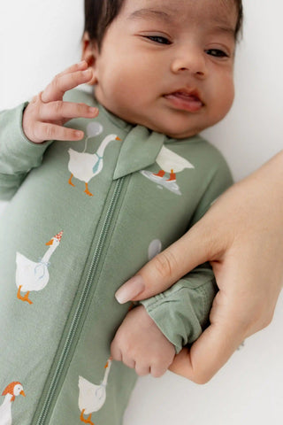 Zippered Footie in Silly Goose