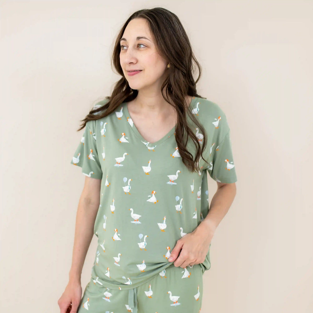 Women's Oversized V-Neck Tee in Silly Goose