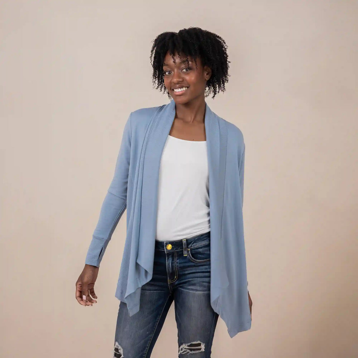 Women's French Terry Wrap Top in Slate