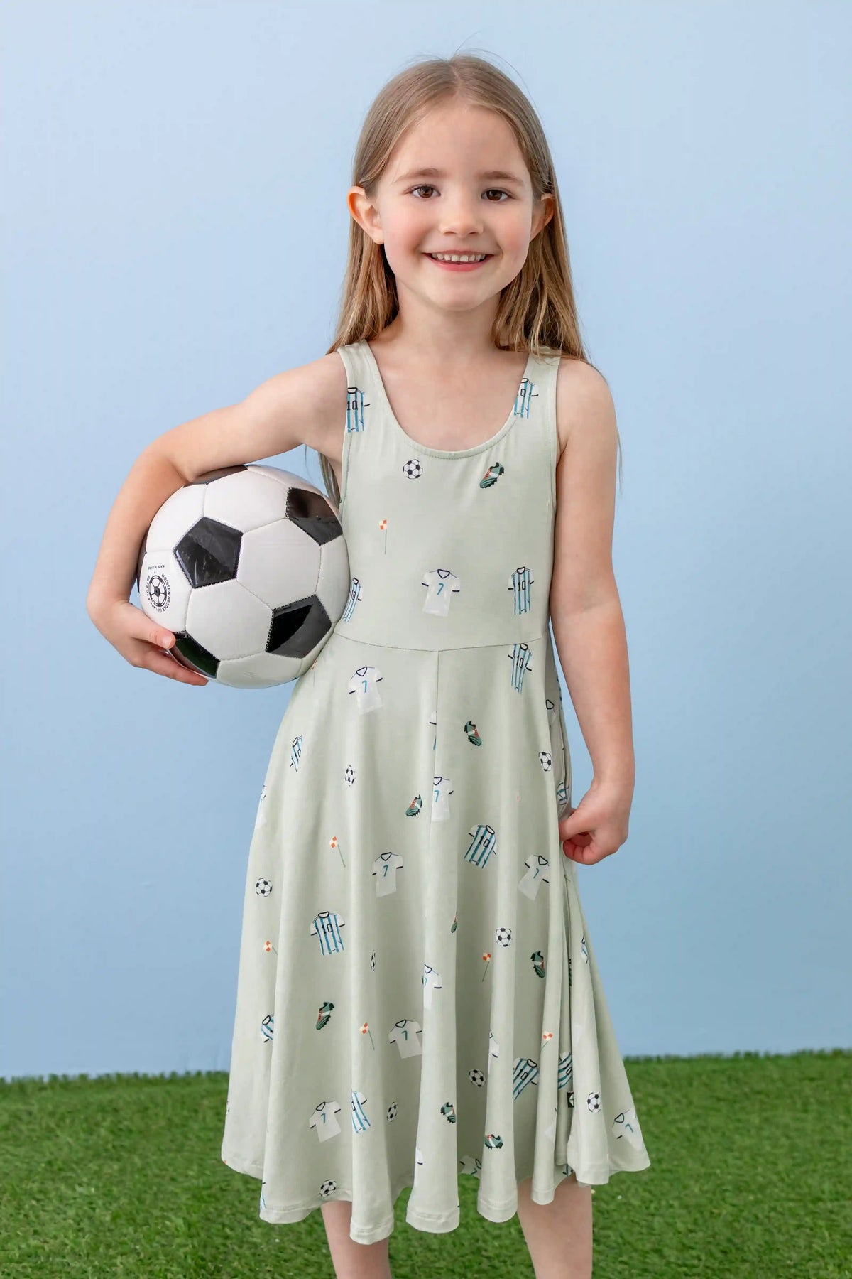 Tank Twirl Dress in Soccer