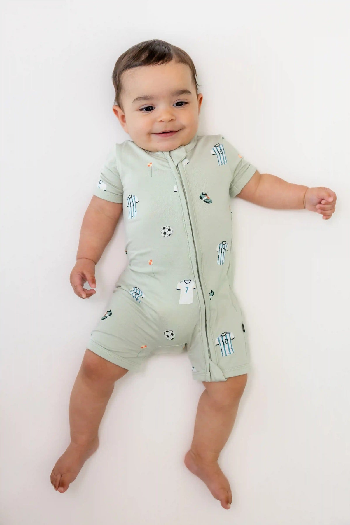 Zipper Shortall Romper in Soccer