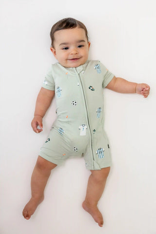 Zipper Shortall Romper in Soccer