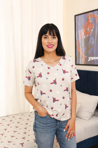 Women's Oversized V-Neck Tee in Spider-Man