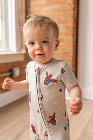 Zipper Shortall Romper in Spider-Man