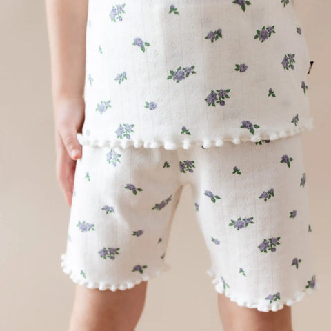 Pointelle Short Sleeve Set in Spray Rose