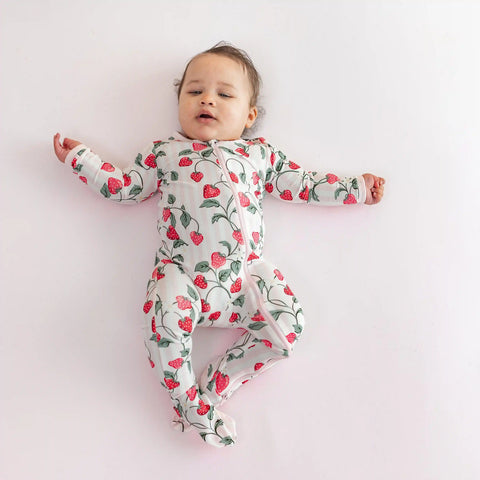 Zippered Footie in Strawberry Fields
