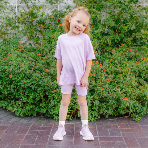 Toddler Biker Short Set in Thistle