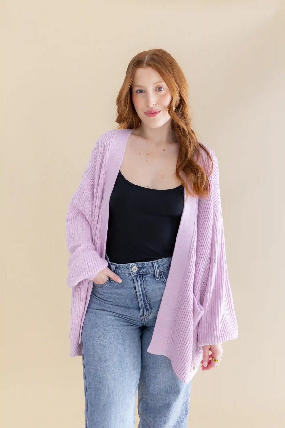 Chunky Knit Women's Oversized Cardigan in Thistle