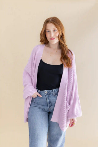 Chunky Knit Women's Oversized Cardigan in Thistle