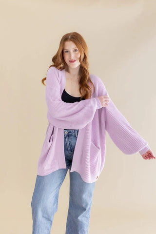 Chunky Knit Women's Oversized Cardigan in Thistle