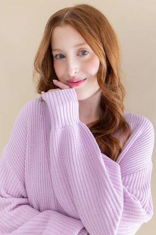 Chunky Knit Women's Oversized Cardigan in Thistle