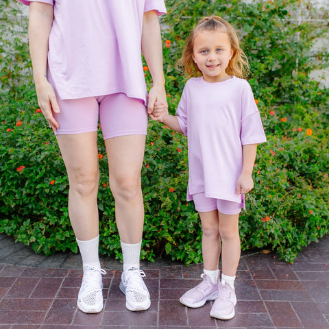 Toddler Biker Short Set in Thistle