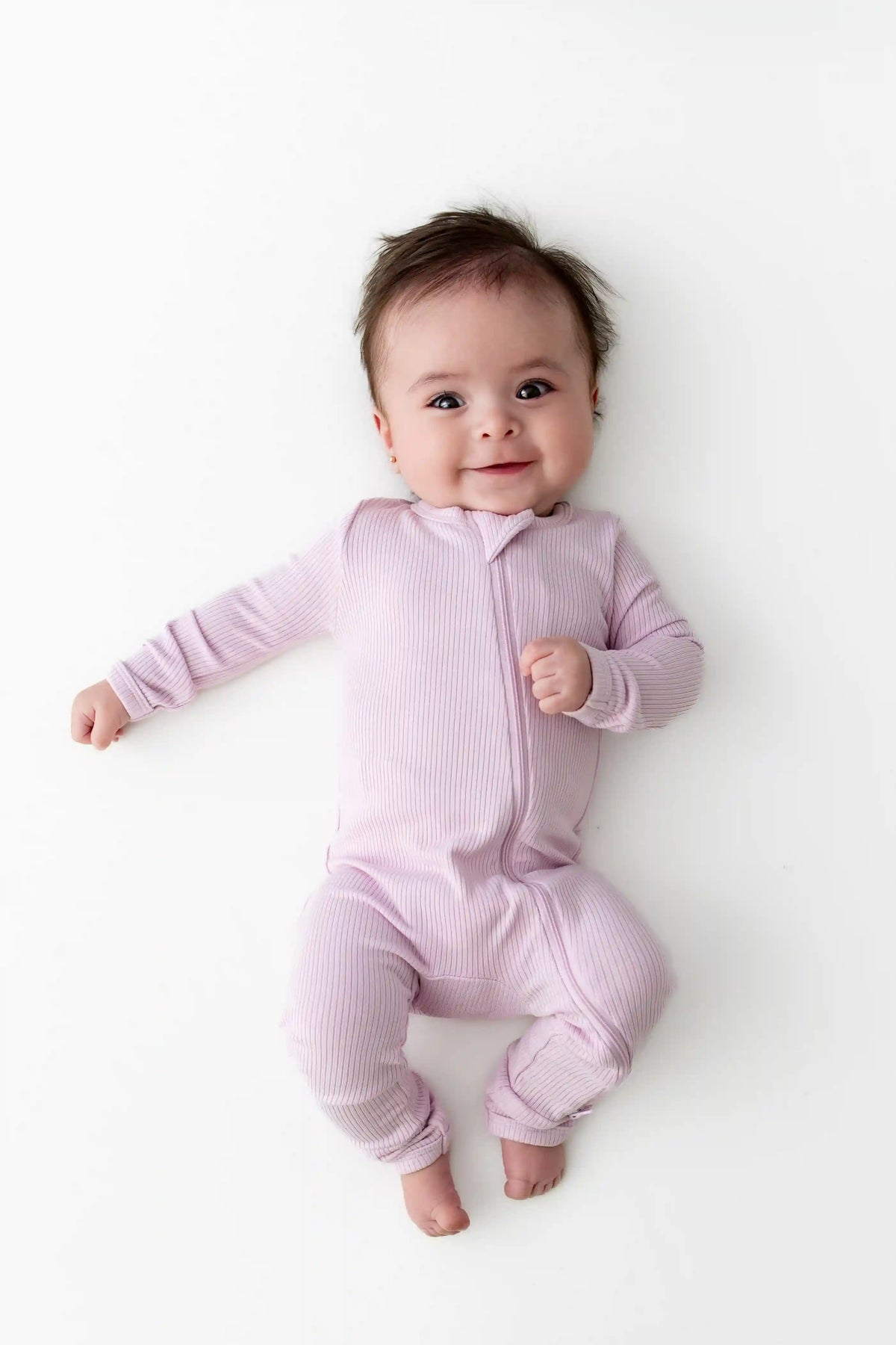 Ribbed Zipper Romper in Thistle