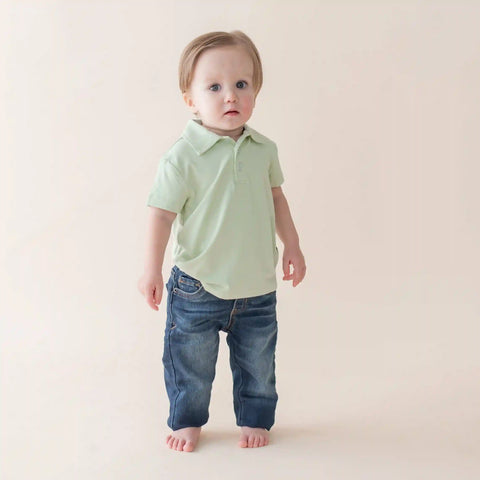 Toddler Short Sleeve Polo in Basil