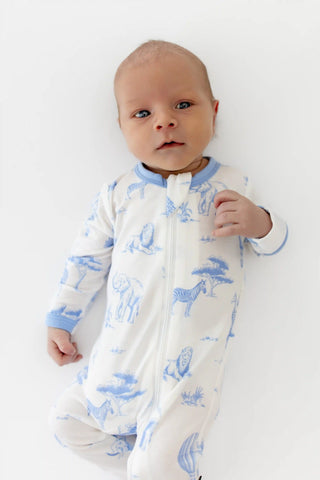Zippered Footie in Toile Safari