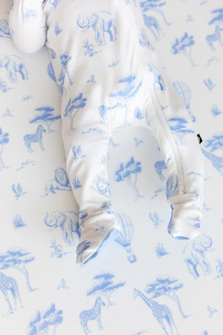 Zippered Footie in Toile Safari