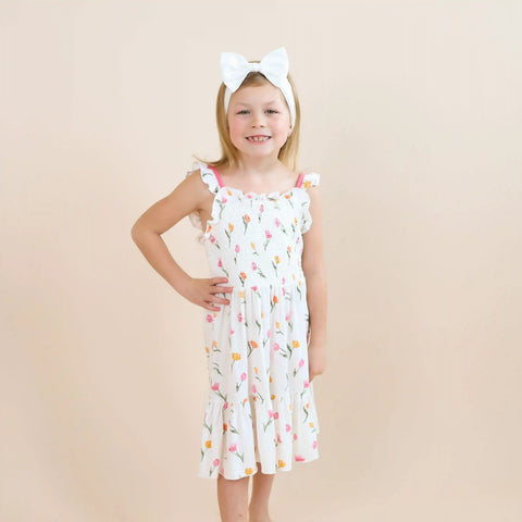 Smocked Dress in Tulip