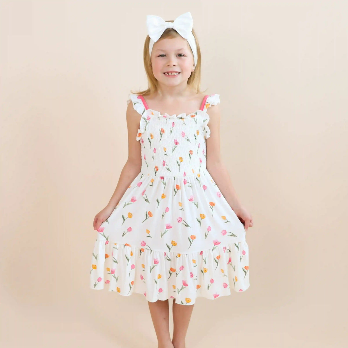 Smocked Dress in Tulip