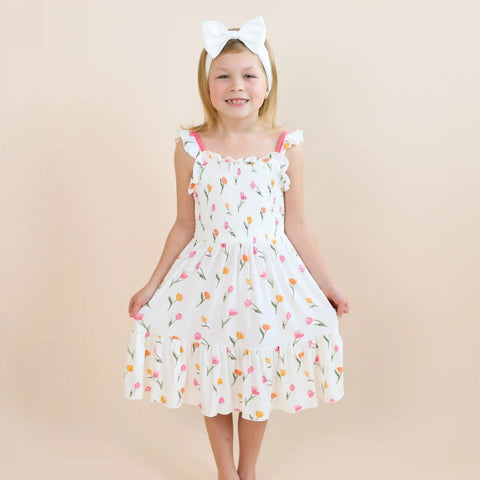 Smocked Dress in Tulip