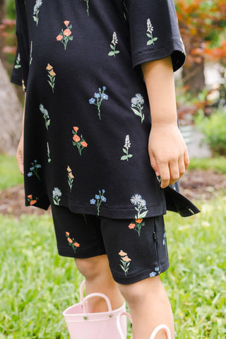 Toddler Biker Short Set in Midnight Wildflower