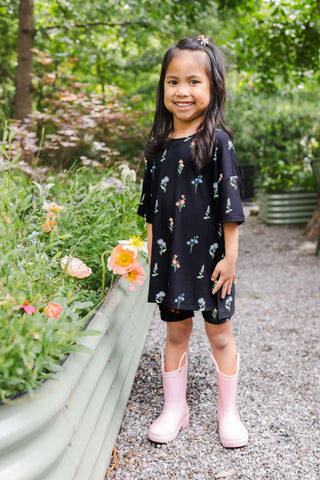 Toddler Biker Short Set in Midnight Wildflower