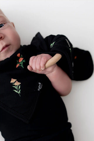 Lovey in Midnight Wildflower with Removable Wooden Teething Ring