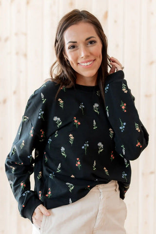 Women's Sweatshirt in Midnight Wildflower