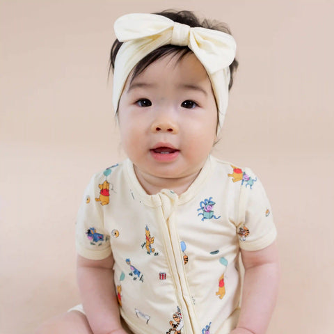 Zipper Shortall Romper in Winnie the Pooh Celebration