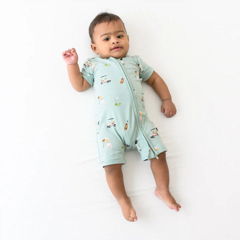 Zippered Shortall Romper in Golf