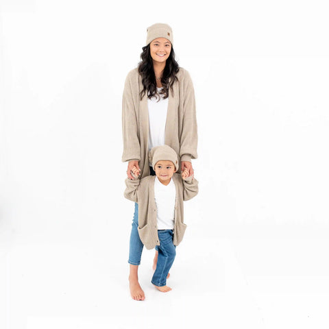 Chunky Knit Oversized Cardigan in Almond